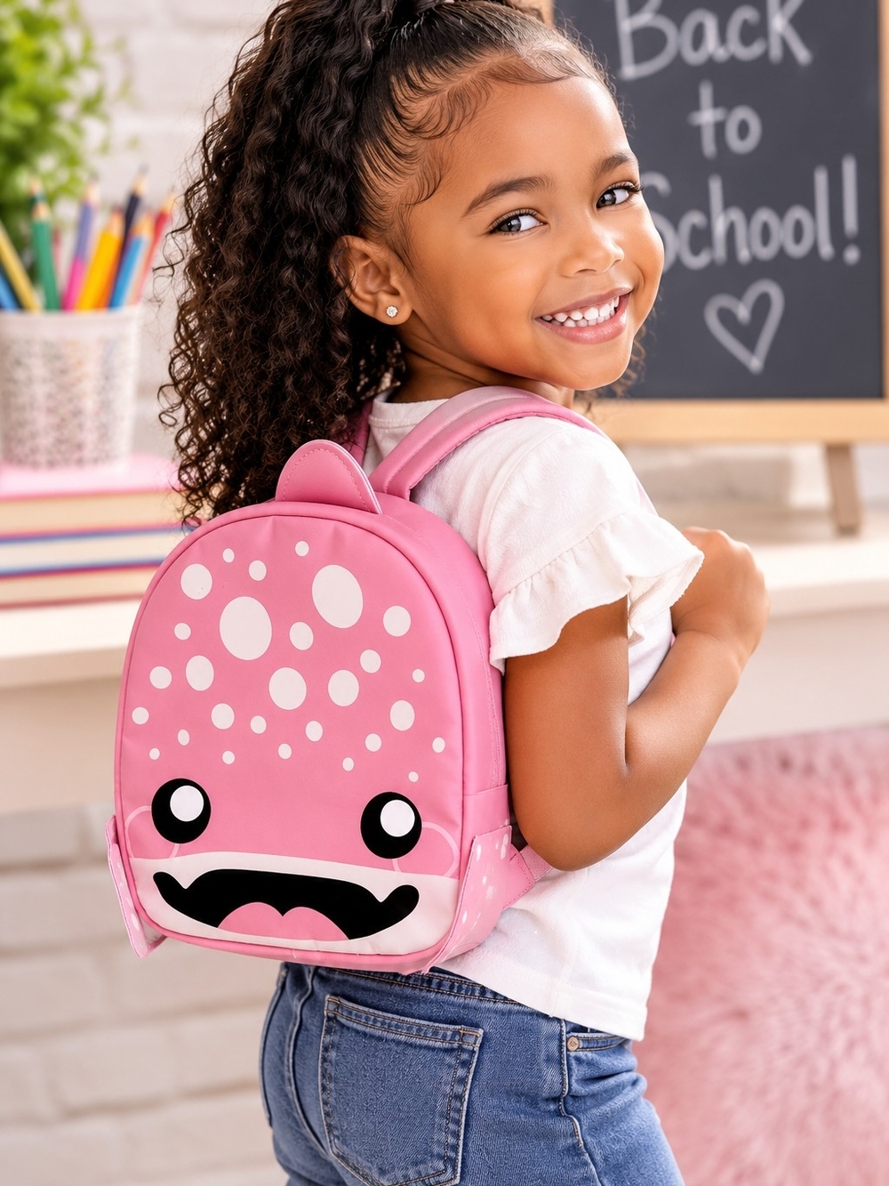 KY NWT Pink Cute Cartoon Backpack for Girls 10" Travel Bag